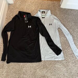 Under Armour Black and Gray Long Sleeve Tops